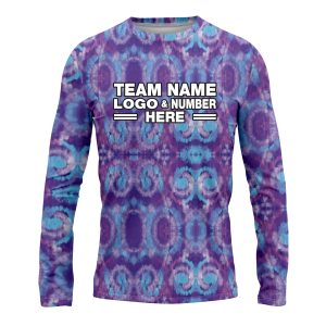 Custom Fully Sublimated Casual Tie Dye Pattern Purple Performance Long Sleeves 16690