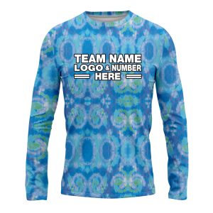 Custom Fully Sublimated Casual Tie Dye Pattern SkyBlue Performance Long Sleeves 16702
