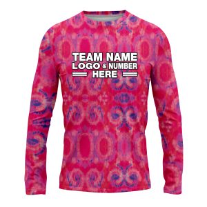 Custom Fully Sublimated Casual Tie Dye Pattern Pink Performance Long Sleeves 16714