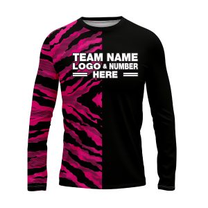 Custom Fully Sublimated Half Tie Dye Pattern Pink Performance Long Sleeves 16774