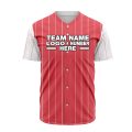 Custom Fully Sublimated Vertical Stripes Six Pattern Pink White Performance Baseball Softball Full Buttons Jersey 16787