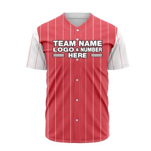 Custom Fully Sublimated Vertical Stripes Six Pattern Pink White Performance Baseball Softball Full Buttons Jersey 16787