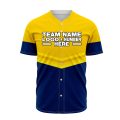 Custom Fully Sublimated Spike Down Pattern Blue Yellow Performance Baseball Softball Full Buttons Jersey 16804