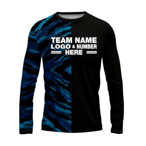 Custom Fully Sublimated Half Tie Dye Pattern Blue Performance Long Sleeves 16823