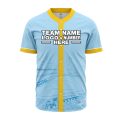 Custom Fully Sublimated Field Two Pattern SkyBlue Yellow Performance Baseball Softball Full Buttons Jersey 16839