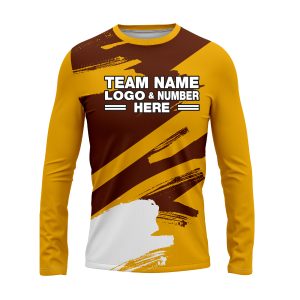 Custom Fully Sublimated Paint Brush Tie Dye Pattern Brown Yellow Performance Long Sleeves 16871