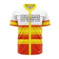 Custom Fully Sublimated Horizontal Stripes Two Pattern White Yellow Orange Performance Baseball Softball Full Buttons Jersey 16883