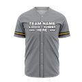 Custom Fully Sublimated Solid Six Pattern Gray Black Yellow Performance Baseball Softball Full Buttons Jersey 16885