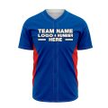 Custom Fully Sublimated Solid Eight Pattern Blue Red Performance Baseball Softball Full Buttons Jersey 16884
