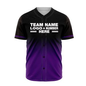 Custom Fully Sublimated Faded from the Bottom Pattern Purple Black Performance Baseball Softball Full Buttons Jersey 16889