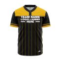 Custom Fully Sublimated Luxury Pattern Black Yellow Performance Baseball Softball Full Buttons Jersey 16893