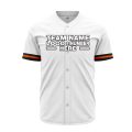 Custom Fully Sublimated Modern Four Pattern White Orange Black Performance Baseball Softball Full Buttons Jersey 16900