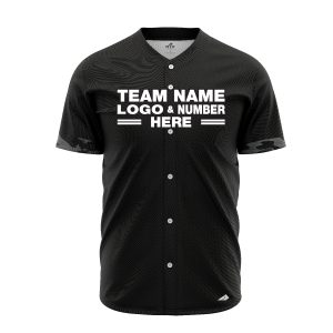 Custom Fully Sublimated Line of Spots Pattern Black Gray Performance Baseball Softball Full Buttons Jersey 16899