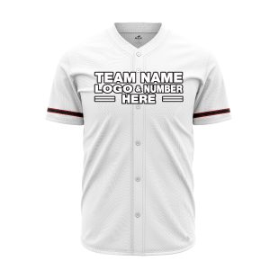 Custom Fully Sublimated Modern Two Pattern White Black Red Performance Baseball Softball Full Buttons Jersey 16920