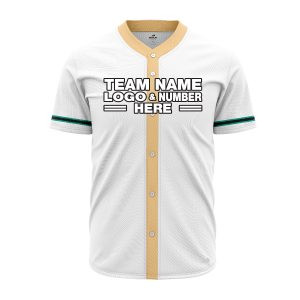 Custom Fully Sublimated Modern Pattern White Black Teal Performance Baseball Softball Full Buttons Jersey 16923