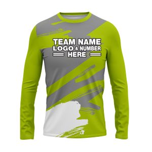 Custom Fully Sublimated Paint Brush Tie Dye Pattern Gray Green Performance Long Sleeves 16924