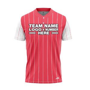 Custom Fully Sublimated Vertical Stripes Six Pattern Pink White Performance Baseball Softball Two Buttons Jersey 16950
