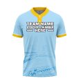 Custom Fully Sublimated Field Two Pattern SkyBlue Yellow Performance Baseball Softball Two Buttons Jersey 17006