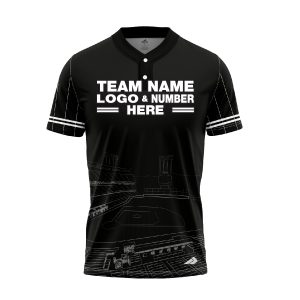 Custom Fully Sublimated Field Pattern Black White Performance Baseball Softball Two Buttons Jersey 17010