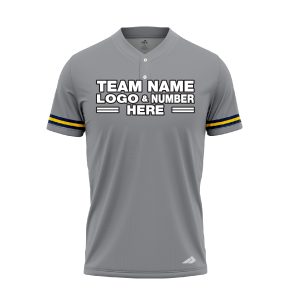 Custom Fully Sublimated Solid Six Pattern Gray Black Yellow Performance Baseball Softball Two Buttons Jersey 17028