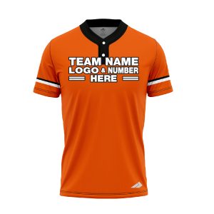 Custom Fully Sublimated Modern Five Pattern Orange Black White Performance Baseball Softball Two Buttons Jersey 17054