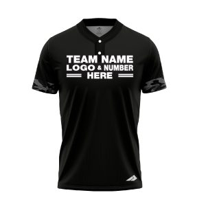 Custom Fully Sublimated Line of Spots Pattern Black Gray Performance Baseball Softball Two Buttons Jersey 17056