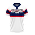 Custom Fully Sublimated Three Lines on Chest Pattern White Blue Red Performance Baseball Softball Two Buttons Jersey 17064