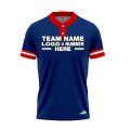 Custom Fully Sublimated Modern Three Pattern Blue Red White Performance Baseball Softball Two Buttons Jersey 17068