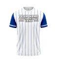 Custom Fully Sublimated Vertical Stripes Seven Pattern White Blue Performance Baseball Softball Jersey 17084