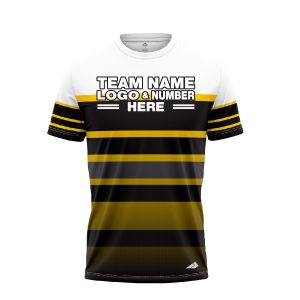 Custom Fully Sublimated Horizontal Stripes Pattern Black White Yellow Gold Performance Baseball Softball Jersey 17085
