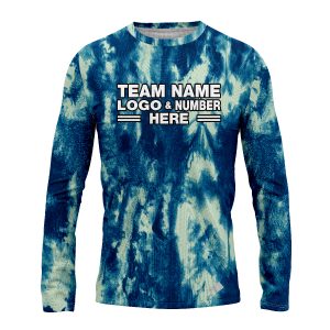 Custom Fully Sublimated Electric Blues Tie Dye Pattern Performance Long Sleeves 17103
