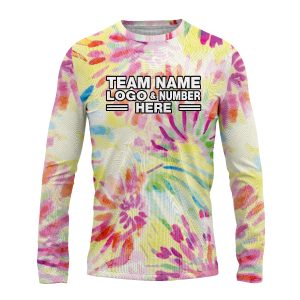 Custom Fully Sublimated Painted Fingers Tie Dye Pattern Multicolor Performance Long Sleeves 17127