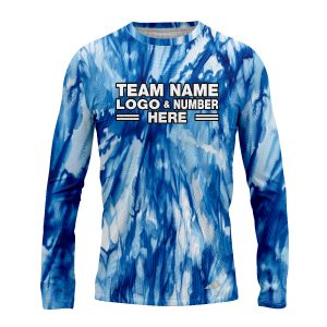 Custom Fully Sublimated Marine Tie Dye Pattern Blues Performance Long Sleeves 17162