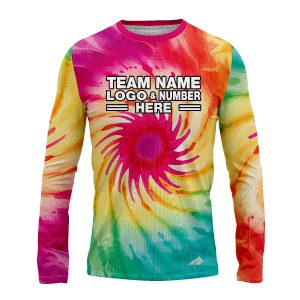Custom Fully Sublimated Sunburst Strikers Tie Dye Pattern Multicolor Performance Long Sleeves 17189