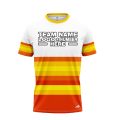 Custom Fully Sublimated Horizontal Stripes Two Pattern White Yellow Orange Performance Baseball Softball Jersey 17203
