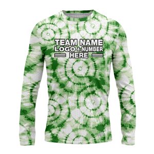 Custom Fully Sublimated Verdant Victory Tie Dye Pattern Green White Performance Long Sleeves 17220