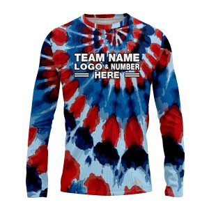 Custom Fully Sublimated Lush Legends Tie Dye Pattern Blue Red Performance Long Sleeves 17235