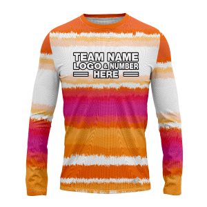Custom Fully Sublimated Peachy Pioneers Tie Dye Pattern Orange Pink White Performance Long Sleeves 17248