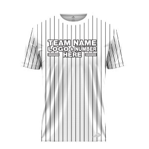 Custom Fully Sublimated Vertical Stripes Two Pattern White Black Performance Baseball Softball Jersey 17305