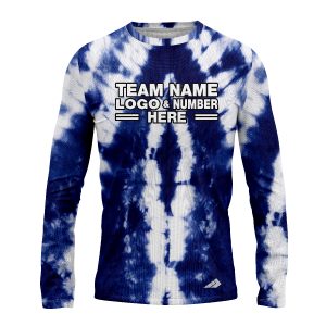 Custom Fully Sublimated Chromatic Tie Dye Pattern White Blue Performance Long Sleeves 17318