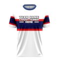 Custom Fully Sublimated Three Lines on Chest Pattern White Blue Red Performance Baseball Softball Jersey 17343