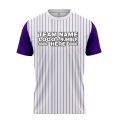 Custom Fully Sublimated Vertical Stripes Pattern White Purple Teal Performance Baseball Softball Jersey 17362