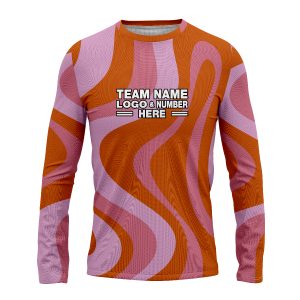 Custom Fully Sublimated Cosmic Crusaders Tie Dye Pattern Orange Pink Performance Long Sleeves 17364