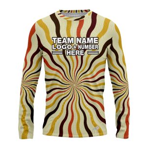Custom Fully Sublimated Lava Lamp Tie Dye Pattern Orange Yellow Brown Performance Long Sleeves 17412