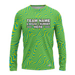Custom Fully Sublimated Lava Lamp Tie Dye Pattern Orange Yellow Brown Performance Long Sleeves 17424