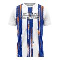 Custom Fully Sublimated Fluffy Pattern White Blue Orange Performance Soccer Uniform Jersey 17524