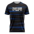 Custom Fully Sublimated Radiant Three Pattern Black Navy Blue Performance Soccer Uniform Jersey 17572