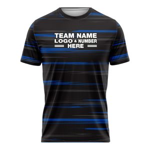 Custom Fully Sublimated Radiant Three Pattern Black Navy Blue Performance Soccer Uniform Jersey 17572