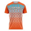 Custom Fully Sublimated Tribal Pattern Orange Teal Performance Soccer Uniform Jersey 17580