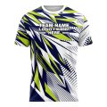 Custom Fully Sublimated Break Point Two Pattern Blue Green White Gray Performance Soccer Uniform Jersey 17604
